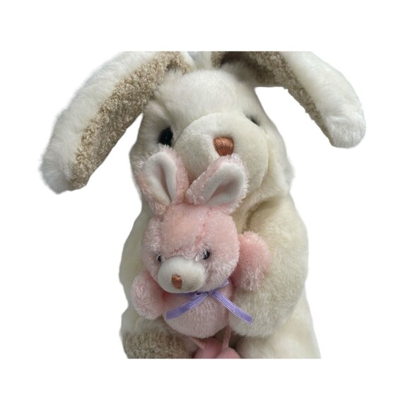 VTG Chosun Momma & Baby Plush White Bunny Rabbit Holding Pink Baby Bunny Toy - Picture 8 of 14